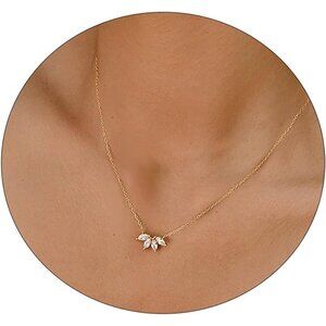 🆕Women’s Gold 14K Gold Plated CZ Heart Star Leaf Pendant Necklace